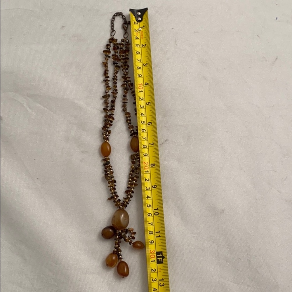 Multicolor Brown Orange Adjustable Beaded Necklace - image 3
